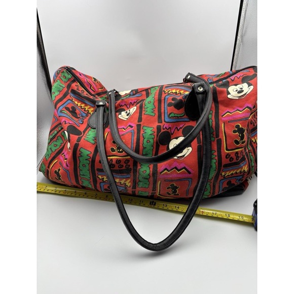 Disney Mickey Mouse  Zipper Duffle Bag  1990's  Multicolor Retro Print All over - Picture 3 of 9
